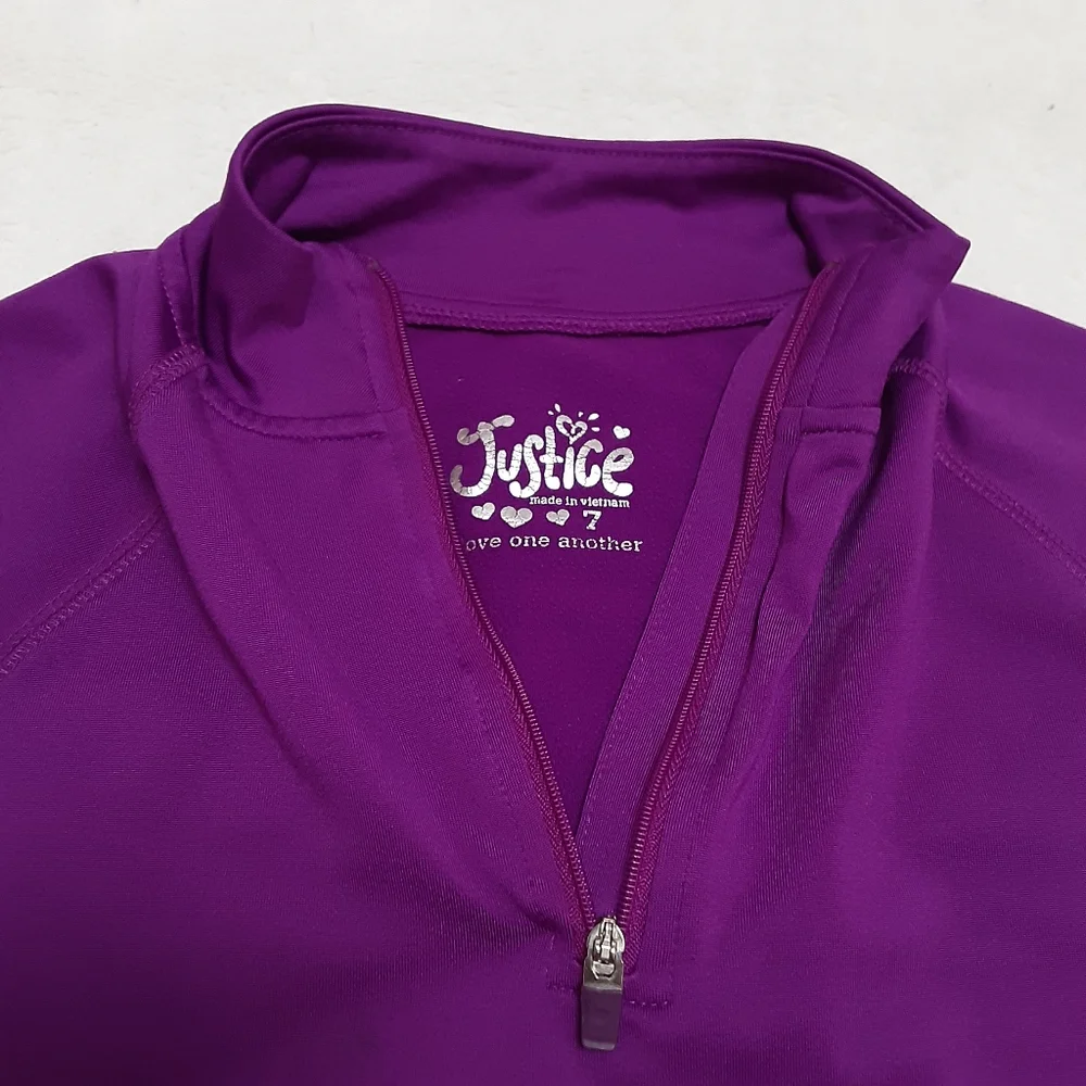 Justice Quarter Zip Pullover Shirt Girls Size 7